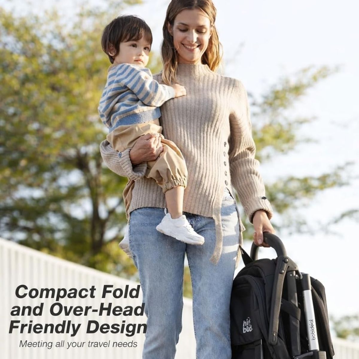 HIBUD FLOW Ultra-Compact Travel Stroller - Grey - Ultra-Lightweight Travel Design
