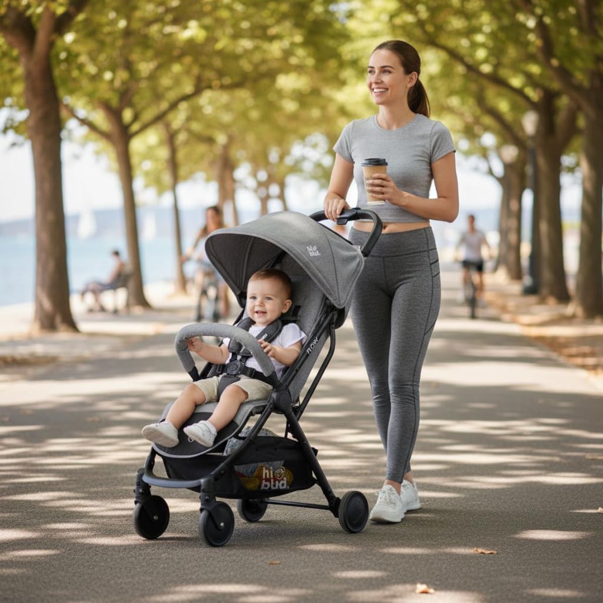 HIBUD FLOW Ultra-Compact Travel Stroller - Grey - Comfort for Every Journey
